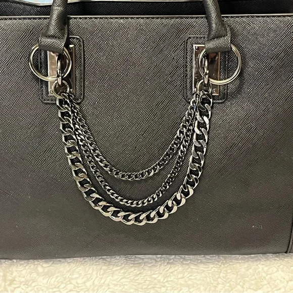 Just Fab Bradley Satchel black size 14.5”L X 10.5” H X 5.5” D almost new new - Picture 16 of 16